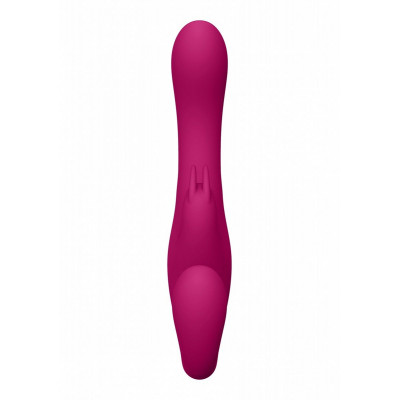 Розовый безремневой вибрострапон Suki со стимулятором клитора - 22 см. Розовый безремневой вибрострапон Suki со стимулятором клитора - 22 см.