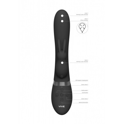 Черный вибромассажер-кролик Taka - 21,3 см. Черный вибромассажер-кролик Taka - 21,3 см.