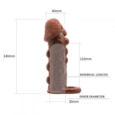 Телесная насадка с подхватом мошонки и наростами - 14 см. Телесная насадка с подхватом мошонки и наростами - 14 см.