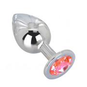 Большой стальной плаг с розовым кристаллом Pink Bubble Gum - 9,5 см.