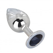 Большой стальной плаг с черным кристаллом Black Rave - 9,5 см.