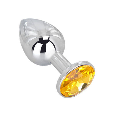 Мини-плаг из стали с желтым кристаллом Sweet Lemon - 6,5 см. Мини-плаг из стали с желтым кристаллом Sweet Lemon - 6,5 см.