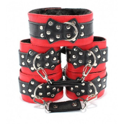 Набор красно-черных фиксаторов с меховым подкладом Набор красно-черных фиксаторов с меховым подкладом