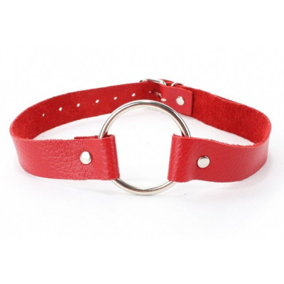 Красный кожаный кляп с кольцом Красный кожаный кляп с кольцом