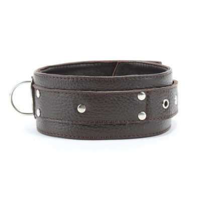 Коричневый широкий ошейник из мягкой кожи Коричневый широкий ошейник из мягкой кожи