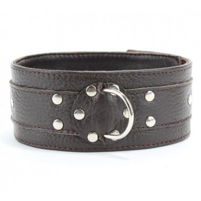 Коричневый широкий ошейник из мягкой кожи Коричневый широкий ошейник из мягкой кожи