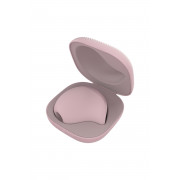 Фиолетовая силиконовая анальная пробка с голубым стразом - 8,2 см.