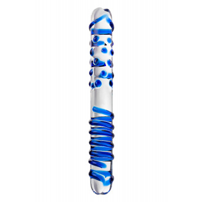 Двусторонний стеклянный фаллоимитатор с рельефом - 22 см. Двусторонний стеклянный фаллоимитатор с рельефом - 22 см.