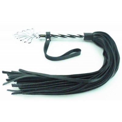 Черная плеть с металлической рукоятью - 60 см. Черная плеть с металлической рукоятью - 60 см.