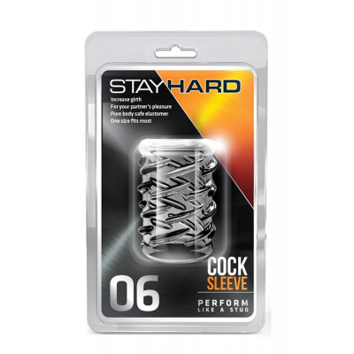 Прозрачная насадка с объёмными чёрточками STAY HARD COCK SLEEVE 06 CLEAR Прозрачная насадка с объёмными чёрточками STAY HARD COCK SLEEVE 06 CLEAR