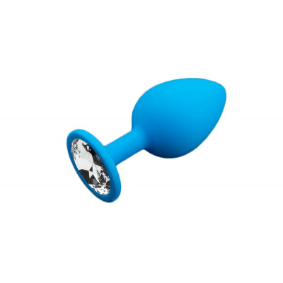 Большая голубая силиконовая пробка с прозрачным кристаллом - 9 см. Большая голубая силиконовая пробка с прозрачным кристаллом - 9 см.