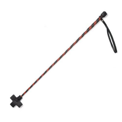 Красно-черный кожаный стек с крестообразным наконечником - 70 см. Красно-черный кожаный стек с крестообразным наконечником - 70 см.