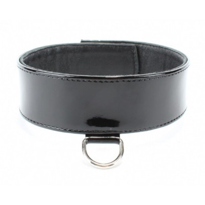 Черный лаковый ошейник на пряжке Черный лаковый ошейник на пряжке