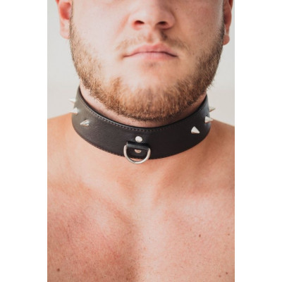 Коричневый кожаный ошейник увеличенного размера Коричневый кожаный ошейник увеличенного размера