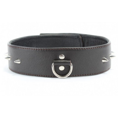 Коричневый кожаный ошейник увеличенного размера Коричневый кожаный ошейник увеличенного размера