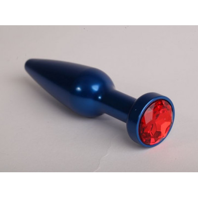 Синяя анальная пробка с красным кристаллом - 11,2 см. Синяя анальная пробка с красным кристаллом - 11,2 см.