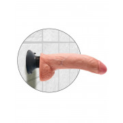 Телесный виброфаллос со съемной присоской 9 Vibrating Cock with Balls - 22,9 см.