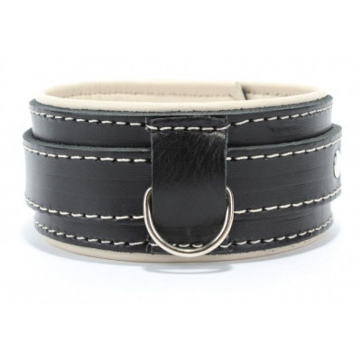 Черный ошейник с бежевым подкладом Черный ошейник с бежевым подкладом