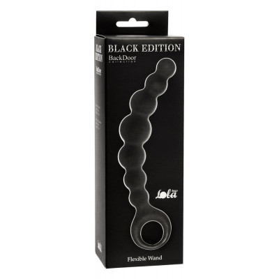 Чёрная упругая анальная цепочка Flexible Wand - 18 см. Чёрная упругая анальная цепочка Flexible Wand - 18 см.