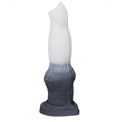 Бело-чёрный фаллоимитатор Волк - 25 см. Бело-чёрный фаллоимитатор Волк - 25 см.