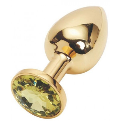 Золотистая анальная пробка с желтым кристаллом - 8,2 см. Золотистая анальная пробка с желтым кристаллом - 8,2 см.