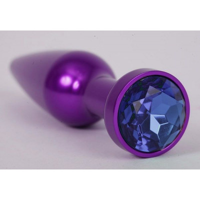 Фиолетовая анальная пробка с синим стразом - 11,2 см. Фиолетовая анальная пробка с синим стразом - 11,2 см.