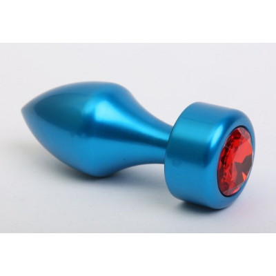 Синяя анальная пробка с красным стразом - 7,8 см. Синяя анальная пробка с красным стразом - 7,8 см.