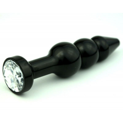 Чёрная анальная ёлочка с прозрачным кристаллом - 11,2 см. Чёрная анальная ёлочка с прозрачным кристаллом - 11,2 см.