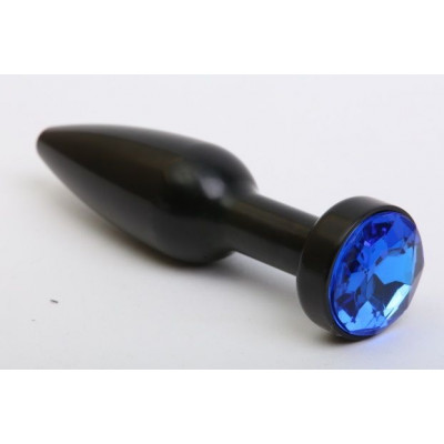Чёрная удлинённая пробка с синим кристаллом - 11,2 см. Чёрная удлинённая пробка с синим кристаллом - 11,2 см.