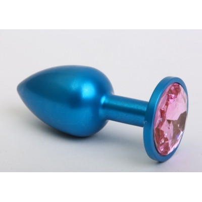 Синяя анальная пробка с розовым кристаллом - 8,2 см. Синяя анальная пробка с розовым кристаллом - 8,2 см.
