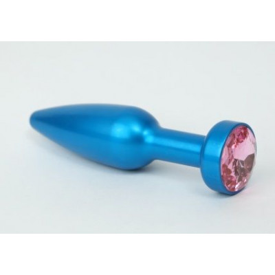 Большая синяя анальная пробка с розовым стразом - 11,2 см. Большая синяя анальная пробка с розовым стразом - 11,2 см.