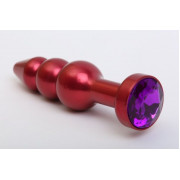 Красная анальная ёлочка с фиолетовым кристаллом - 11,2 см.