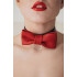 Эффектный красный ошейник-бабочка на черных ремнях Эффектный красный ошейник-бабочка на черных ремнях