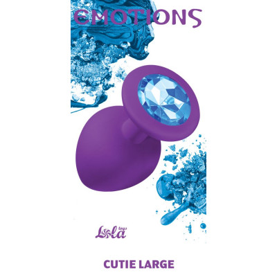 Большая фиолетовая анальная пробка Emotions Cutie Large с голубым кристаллом - 10 см. Большая фиолетовая анальная пробка Emotions Cutie Large с голубым кристаллом - 10 см.