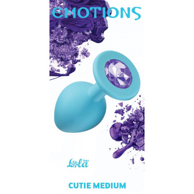 Средняя голубая анальная пробка Emotions Cutie Medium с фиолетовым кристаллом - 8,5 см. Средняя голубая анальная пробка Emotions Cutie Medium с фиолетовым кристаллом - 8,5 см.