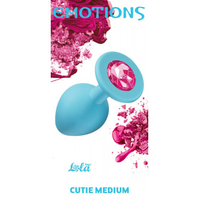 Средняя голубая анальная пробка Emotions Cutie Medium с розовым кристаллом - 8,5 см. Средняя голубая анальная пробка Emotions Cutie Medium с розовым кристаллом - 8,5 см.