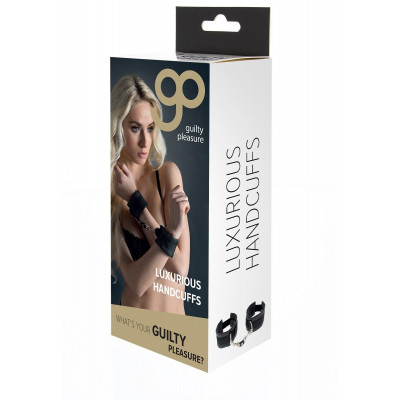 Чёрные полиуретановые наручники Luxurious Handcuffs Чёрные полиуретановые наручники Luxurious Handcuffs