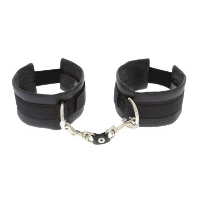 Чёрные полиуретановые наручники Luxurious Handcuffs Чёрные полиуретановые наручники Luxurious Handcuffs
