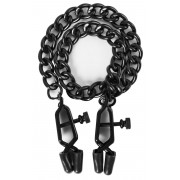 Чёрные зажимы на соски Alabama Crossover Nipple Clamps с цепью