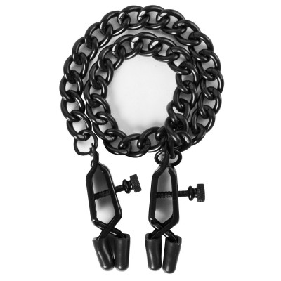 Чёрные зажимы на соски Alabama Crossover Nipple Clamps с цепью Чёрные зажимы на соски Alabama Crossover Nipple Clamps с цепью
