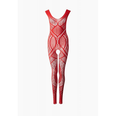 Красный комбинезон со сложным рисунком и интимным доступом Красный комбинезон со сложным рисунком и интимным доступом