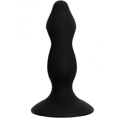Чёрная анальная пробка с полостями для сжатия и легкого введения - 11 см. Чёрная анальная пробка с полостями для сжатия и легкого введения - 11 см.