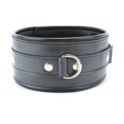 Черный ошейник из гладкой кожи Черный ошейник из гладкой кожи