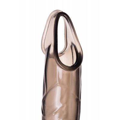 Дымчатая фаллическая насадка с подхватом и закрытой головкой - 16,2 см. Дымчатая фаллическая насадка с подхватом и закрытой головкой - 16,2 см.