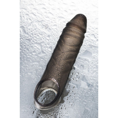 Дымчатая фаллическая насадка с подхватом и закрытой головкой - 16,2 см. Дымчатая фаллическая насадка с подхватом и закрытой головкой - 16,2 см.