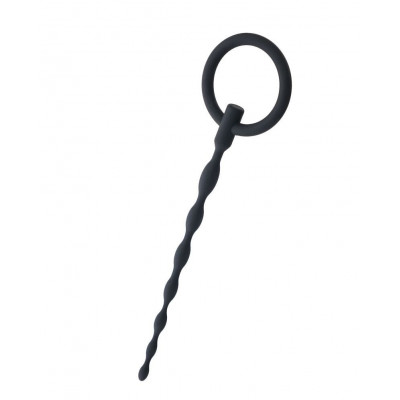 Чёрный уретральный плаг с кольцом Чёрный уретральный плаг с кольцом