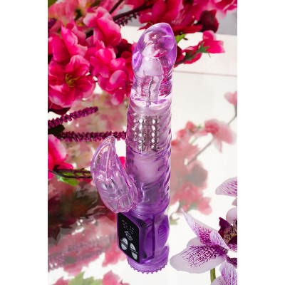 Фиолетовый вибратор High-Tech fantasy с клиторальным лепестком - 21 см. Фиолетовый вибратор High-Tech fantasy с клиторальным лепестком - 21 см.