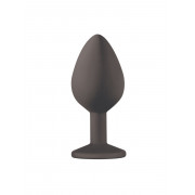 Чёрная анальная пробка Emotions Cutie Medium с прозрачным кристаллом - 8,5 см.