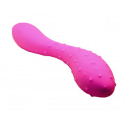 Розовый фаллоимитатор с двумя разными поверхностями - 20 см.