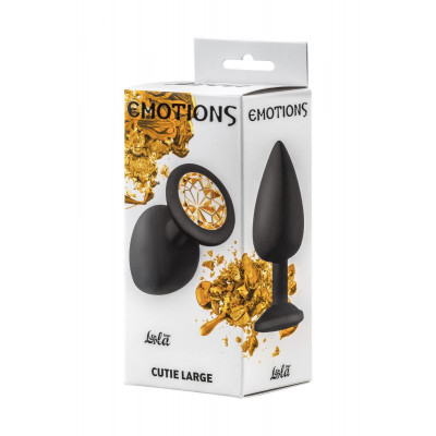 Чёрная анальная пробка Emotions Cutie Large с желтым кристаллом - 10 см. Чёрная анальная пробка Emotions Cutie Large с желтым кристаллом - 10 см.